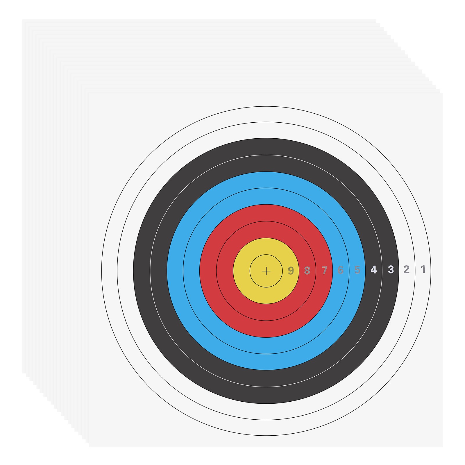 50Pcs Archery Target Paper 16"x16"(40cm) Standard 10 Ring Multicolor