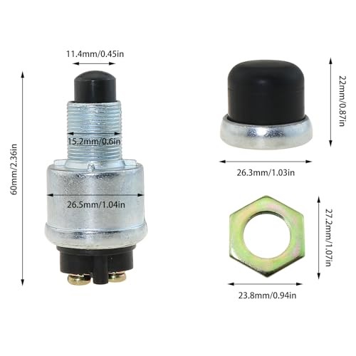Engine Start Push Button Switch, 4Pcs 12V 50A Momentary Starter Switch for Car