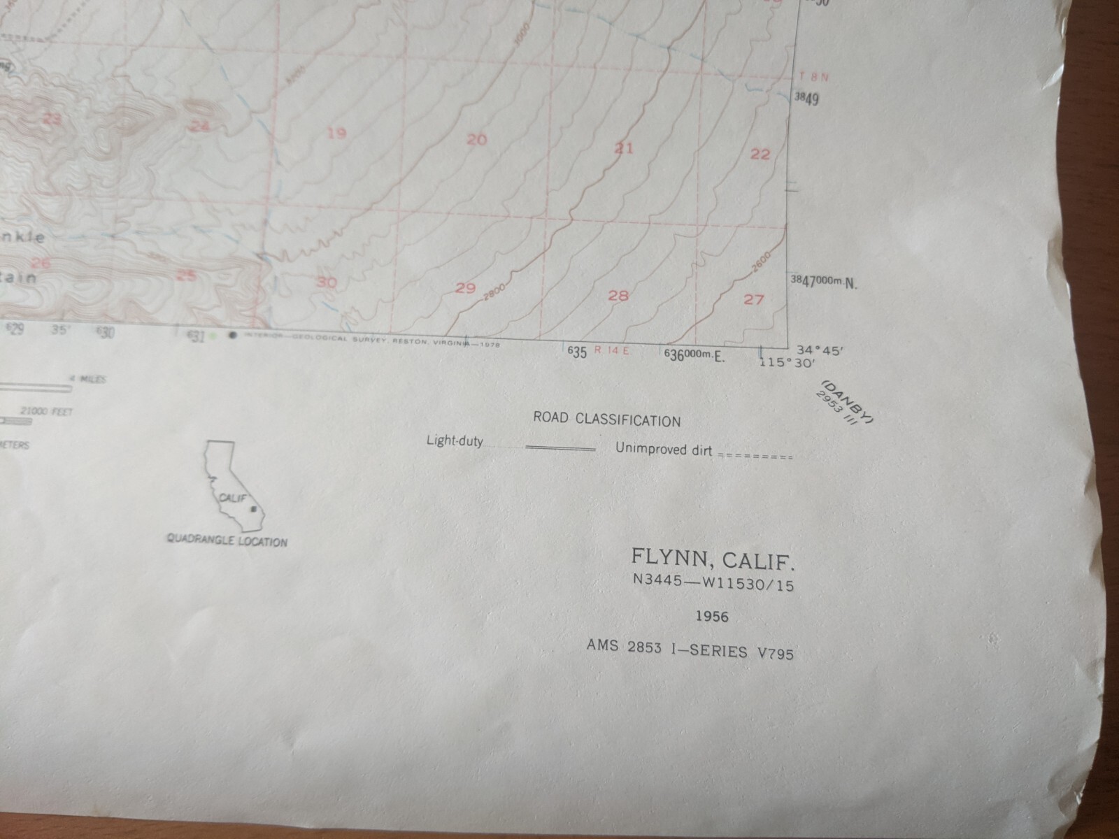 USGS Topo Map 7.5' Flynn, CALIFORNIA N3445-W11530 (1956) San Bernardino County