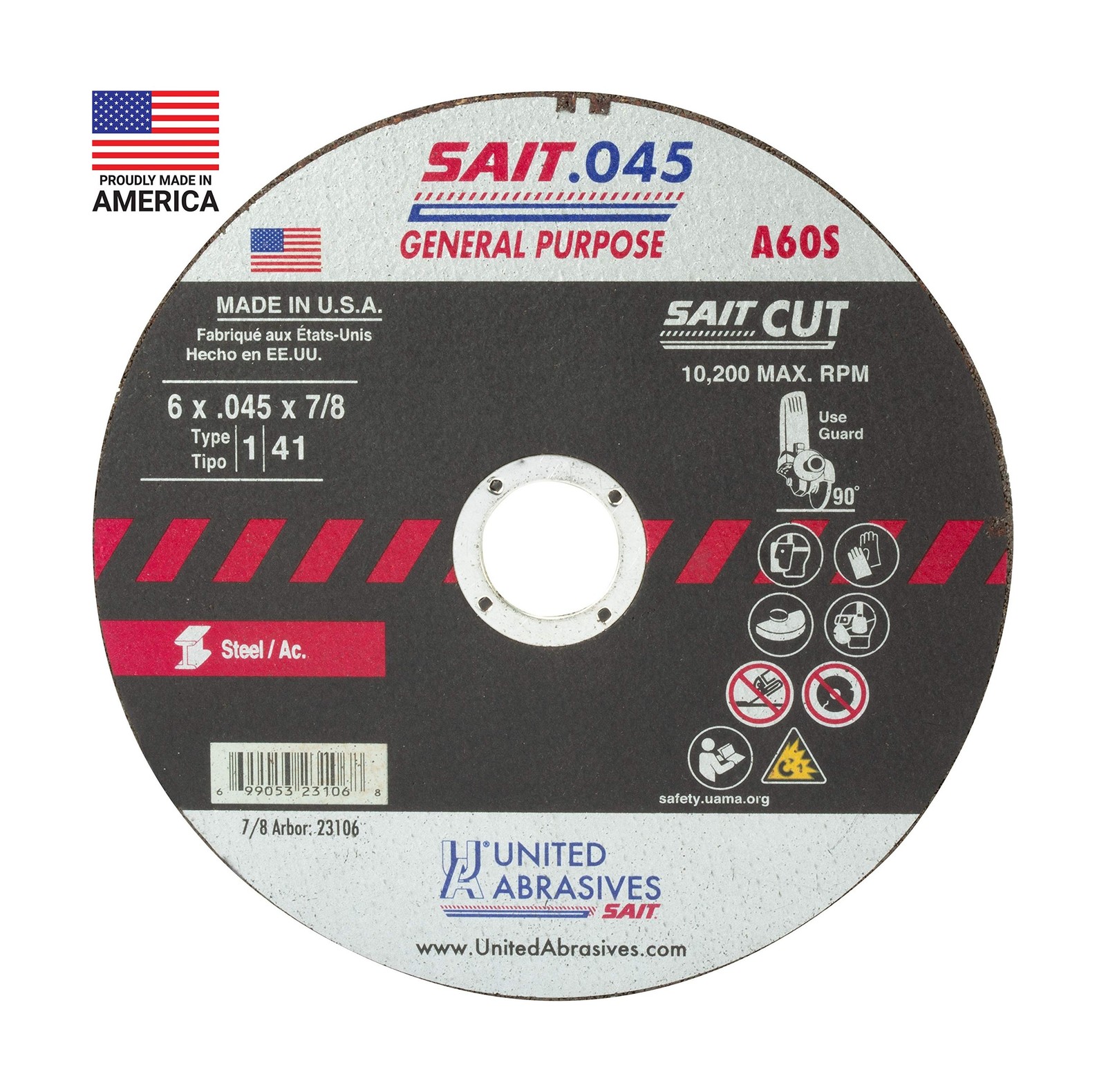 United Abrasives-SAIT 23106 A60S General Purpose Cut-Off Wheels (Type 1/Type ...