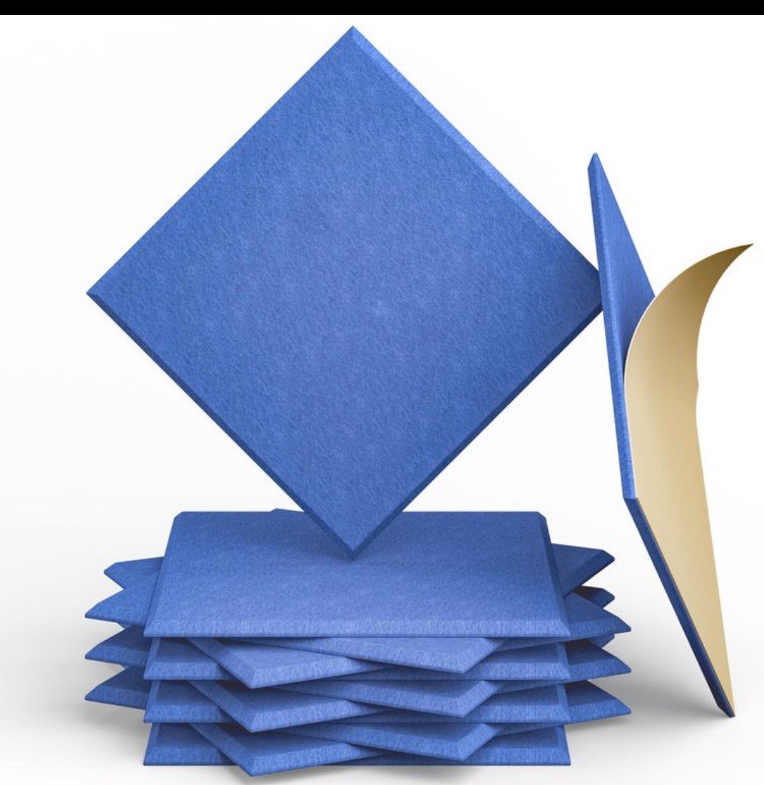 12 Pack Acoustic Panels Blue Self Adhesive Sound Proof Foam High Density