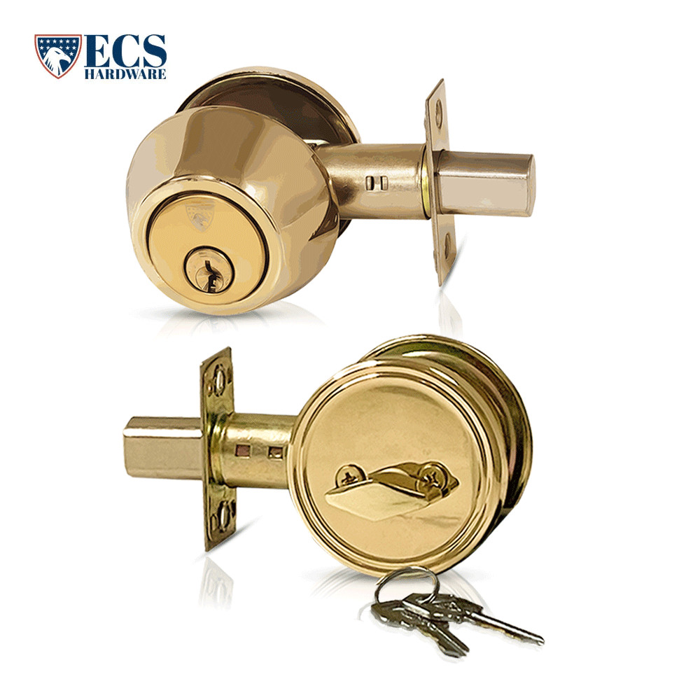 ECS HARDWARE Replacement for Single Cylinder Deadbolt Lock KW1 - Polished Brass