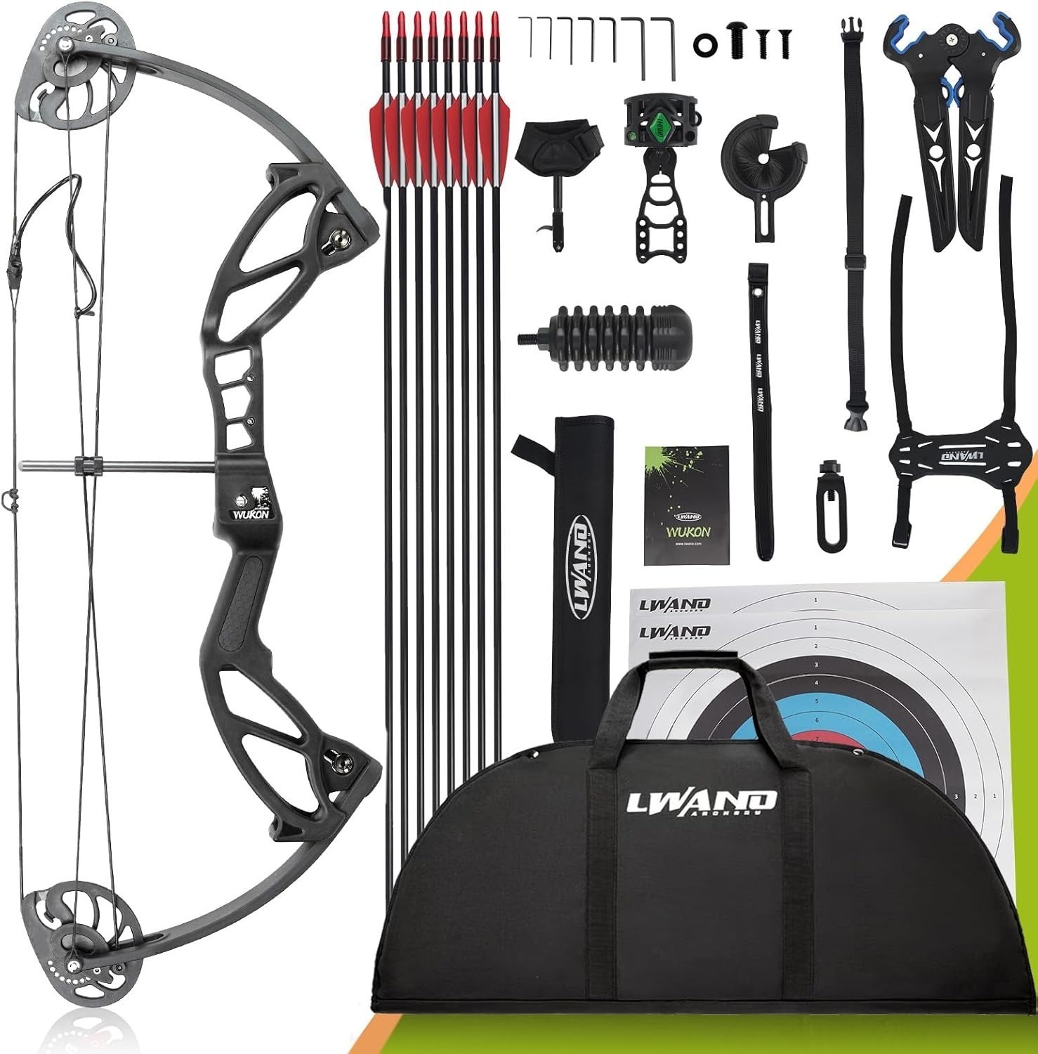 Archery Compound Bow Set 15-30lb Adjustable Draw Weight 260 FPS Right Hand