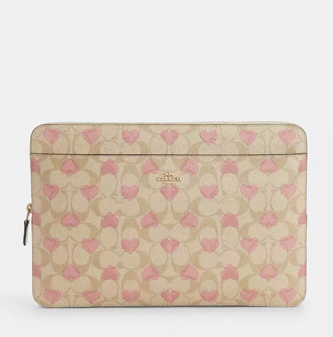NWT Coach Laptop Sleeve In Signature With Heart Print CP374 ( fits 13" Laptop )