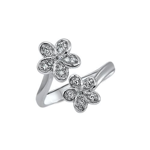 925 Sterling Silver Toe Ring Flower Cubic Zirconia Jewelry Jewellery Adjustable