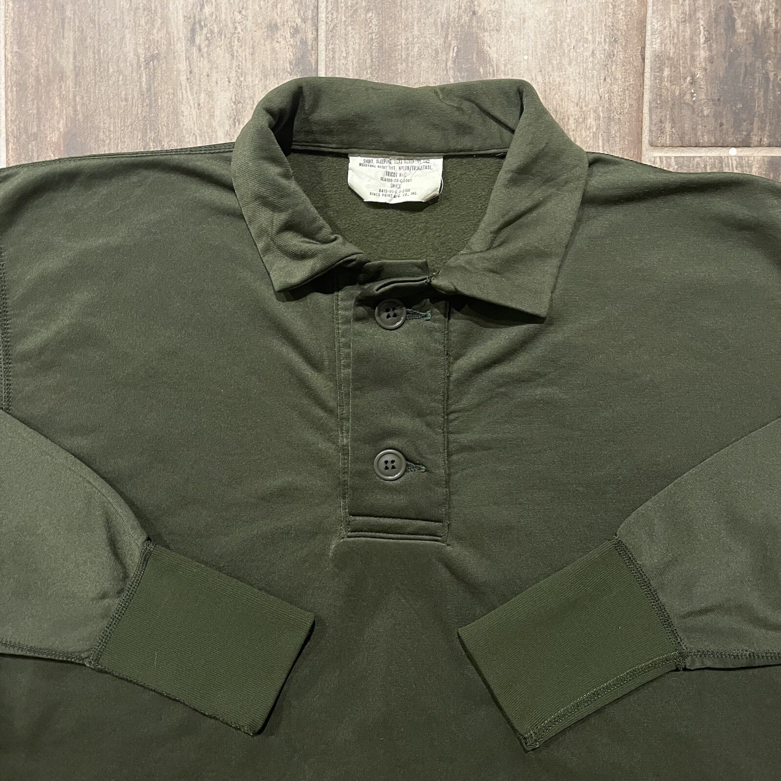 Vintage 1979 Heat Retentive Nylon Tricot Knit Sleeping Polo Collared Shirt