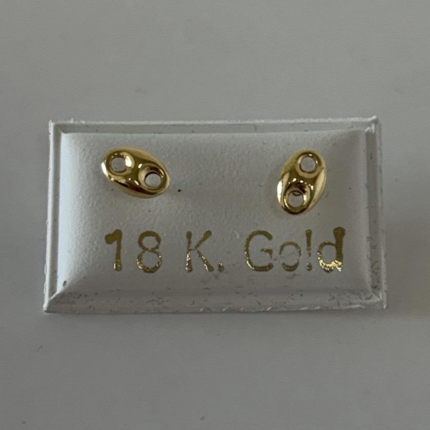 18K Gold Earring Posts with Nuts/Backs Pair, Gold Color, New