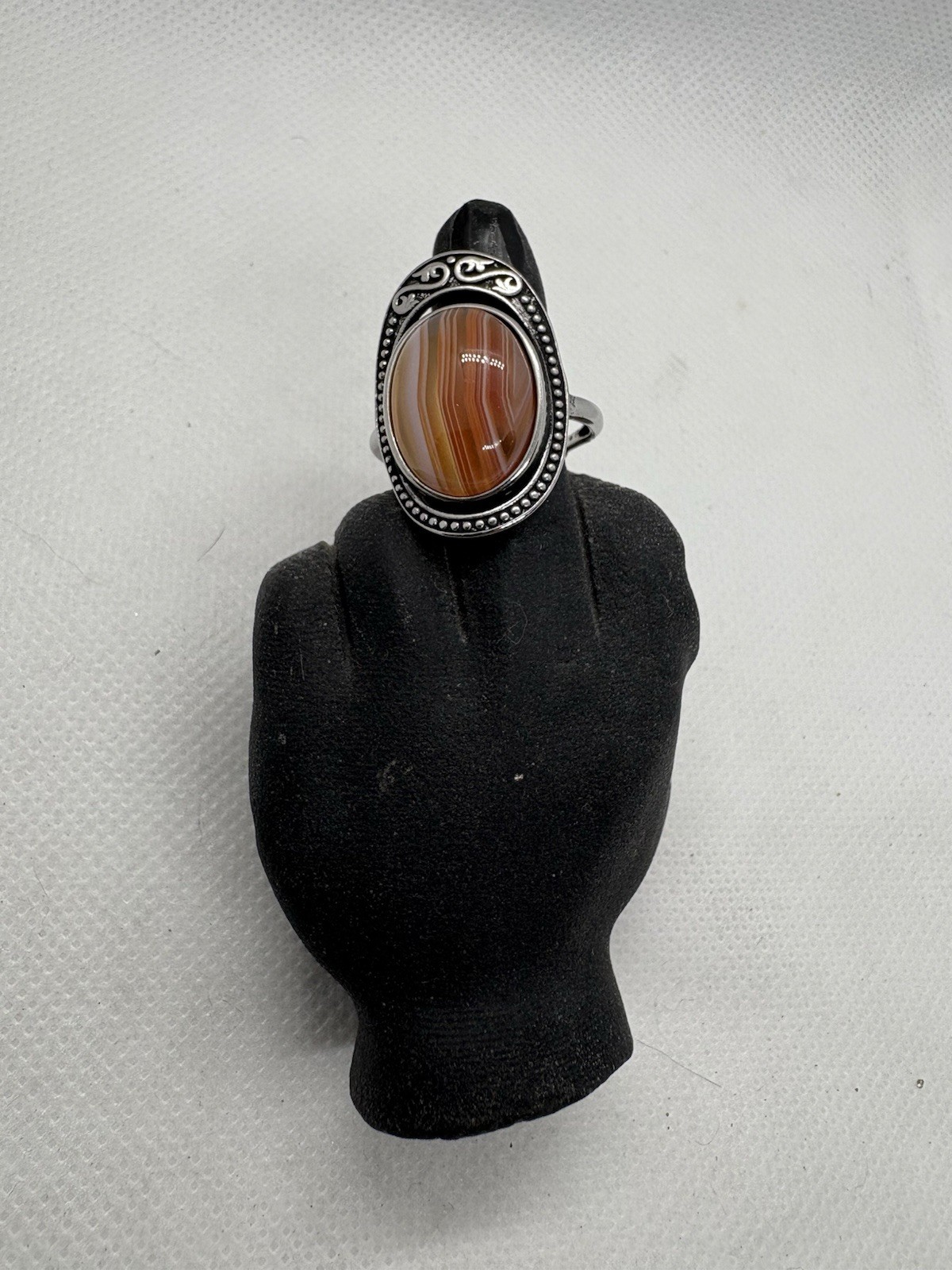Red Agate Adjustable Alloy Ring