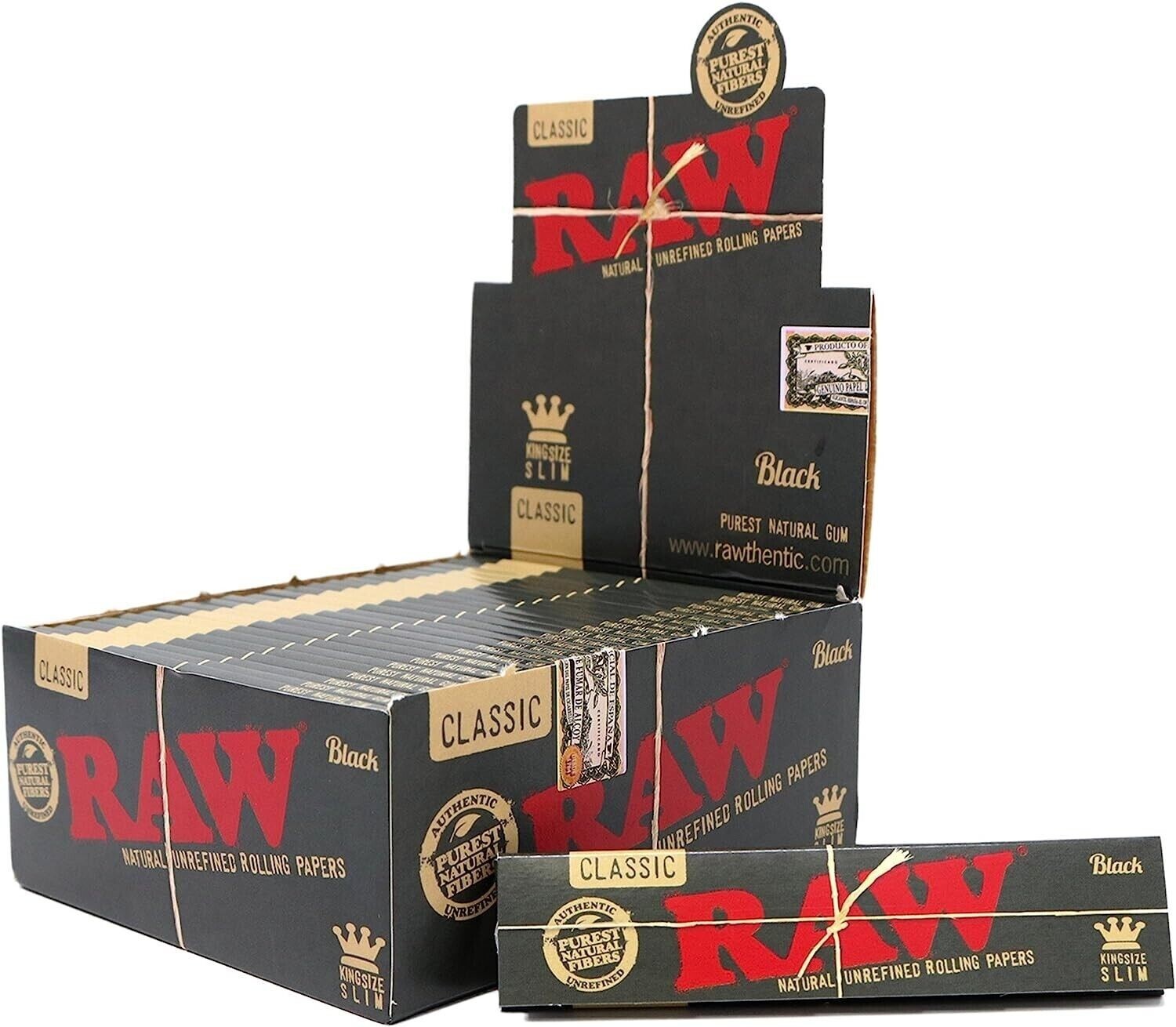 CARTINE RAW BLACK KING SIZE ULTRA SOTTILI IN PURA DI CANAPA 50 LIBRETTI
