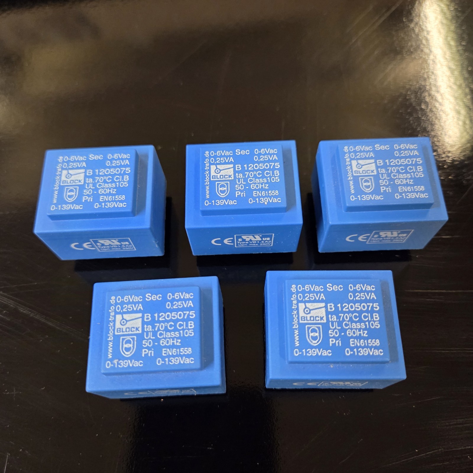 BLOCK B1205075 PCB Transformer 0-139VAC to 0-6VAC 0.25VA Lot of 5