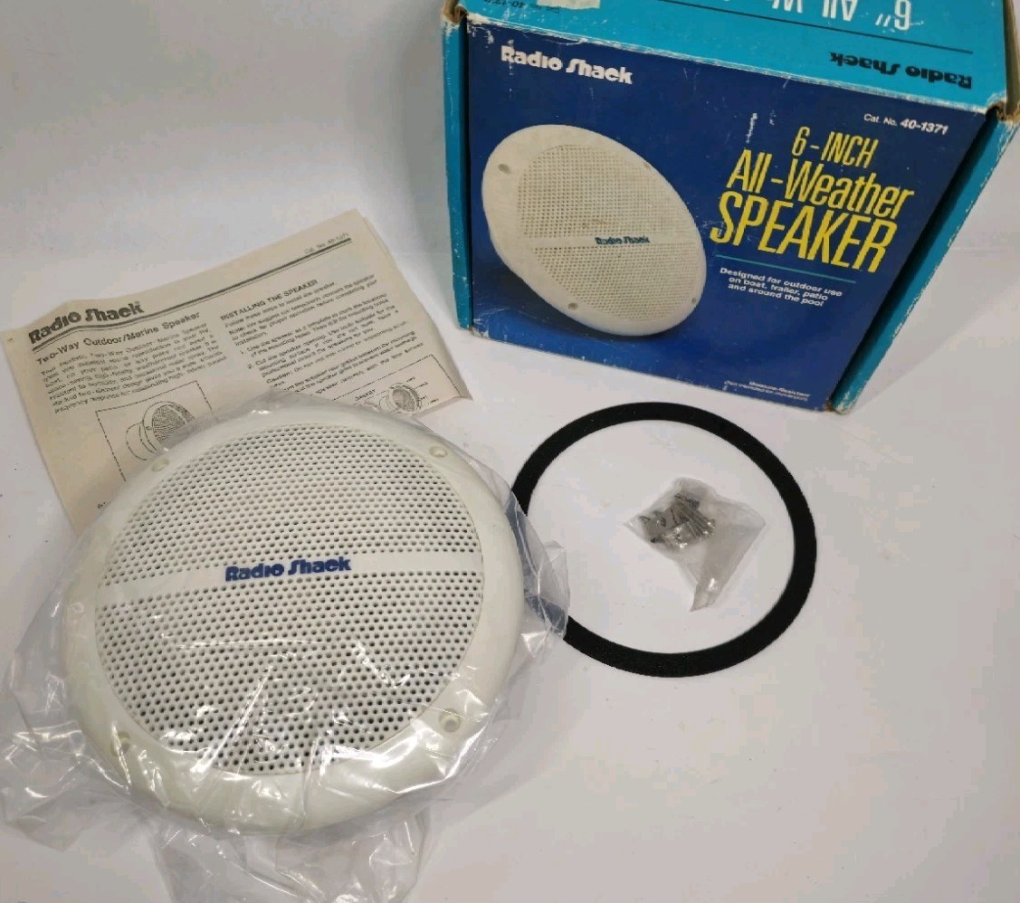 Radio Shack 6 Inch 2-Way All-Weather Marine Speaker #40-1371 Old Stock Open Box