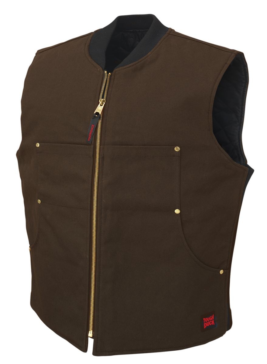 Tough Duck Men's Moto Vest Dark Brown - WV04-DKBR, Dark Brown