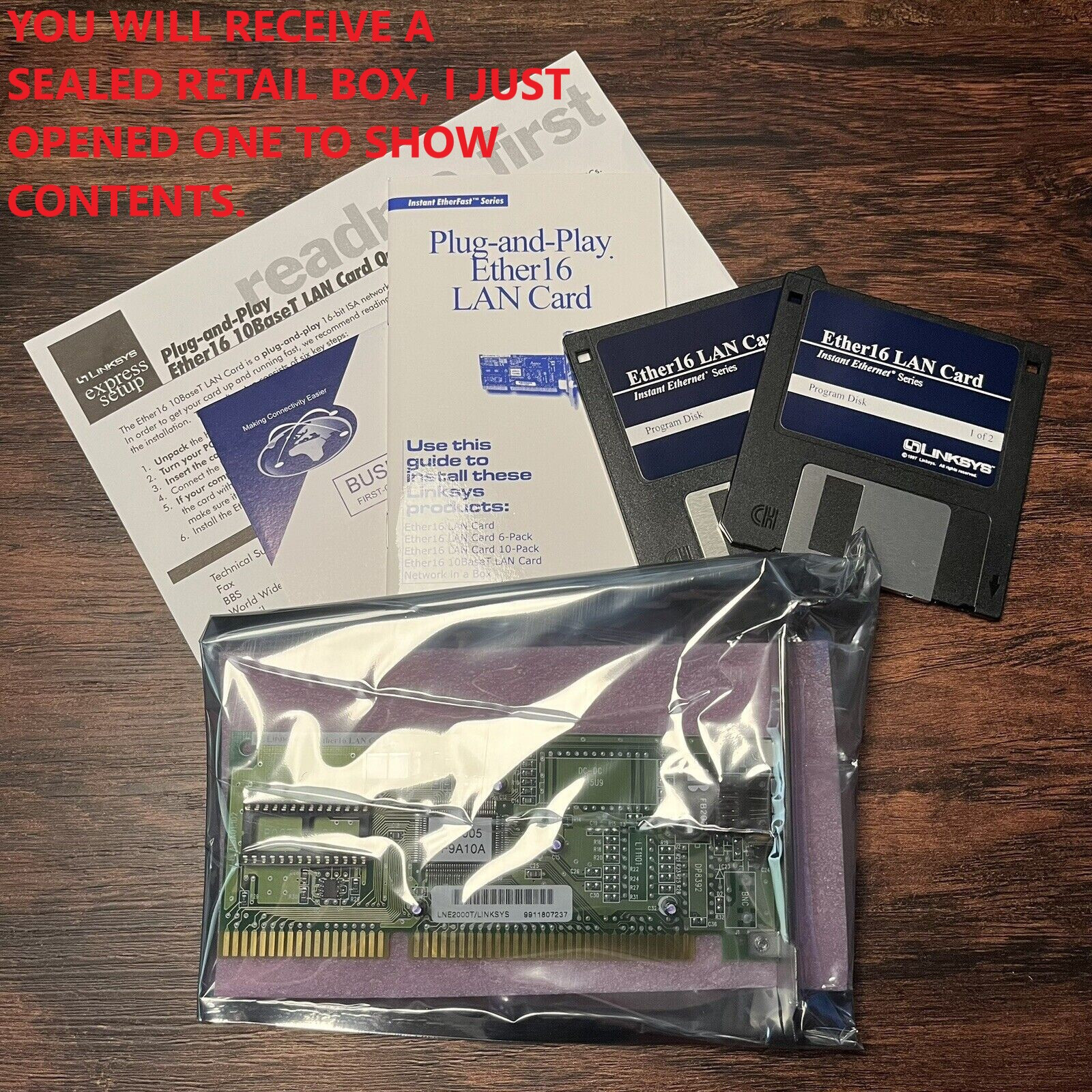 10BaseT ISA Network Card Linksys XTIDE Compatible 28-Pin EEPROM Socket NOS