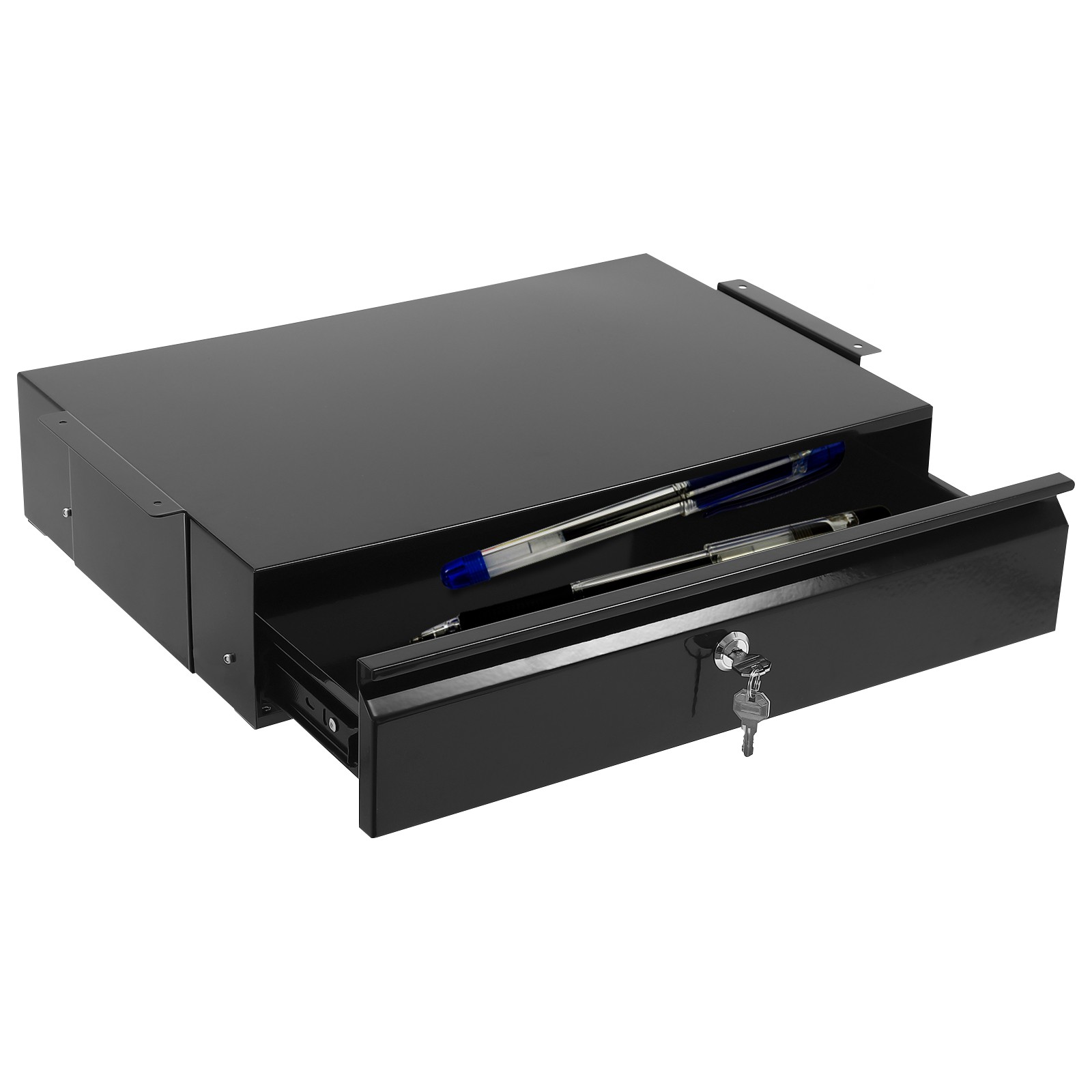 Slide Out Cabinet Drawer Pull Out Under Desk Drawer For Office With Lock Black