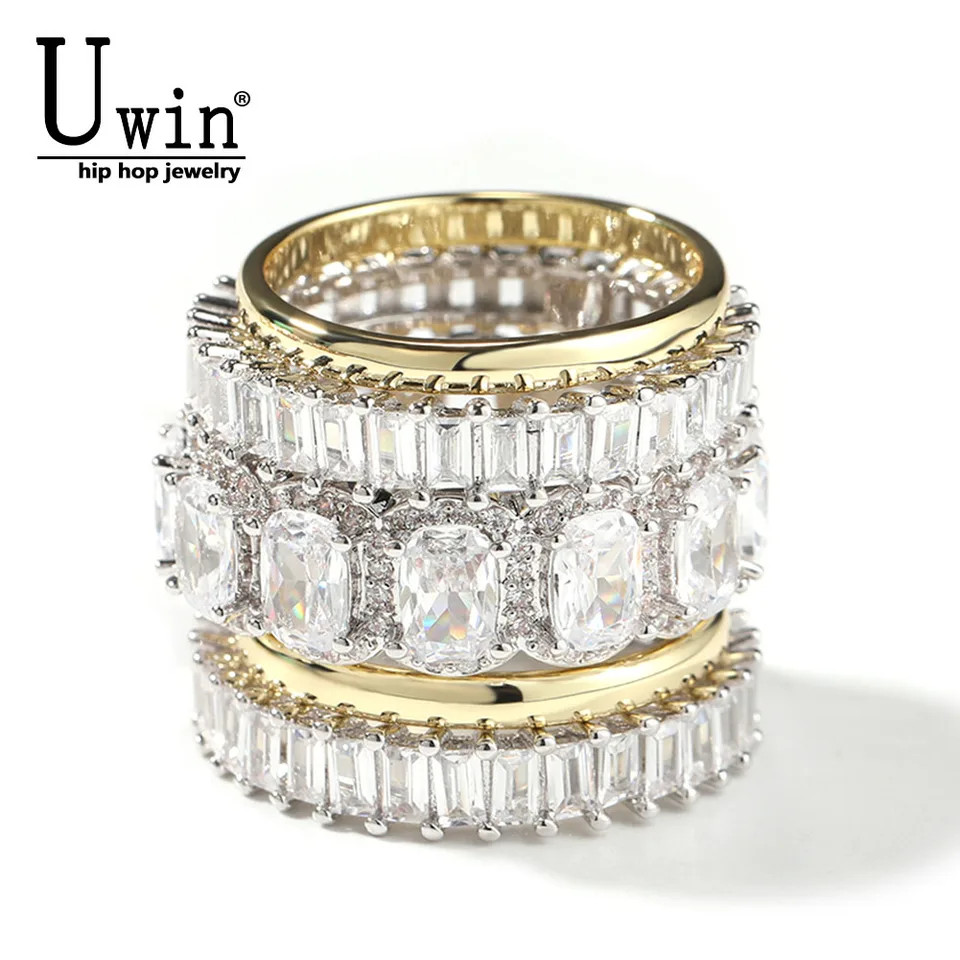 Simulated Zirconia Ring Baguette Staggered Womens Bridal Wedding 5PCS Set