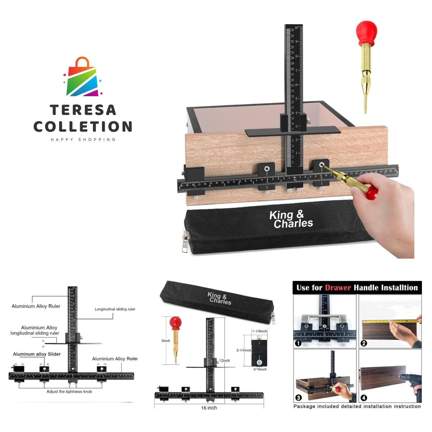 Aluminum Cabinet Hardware Jig & Auto Center Punch for Precision Drilling