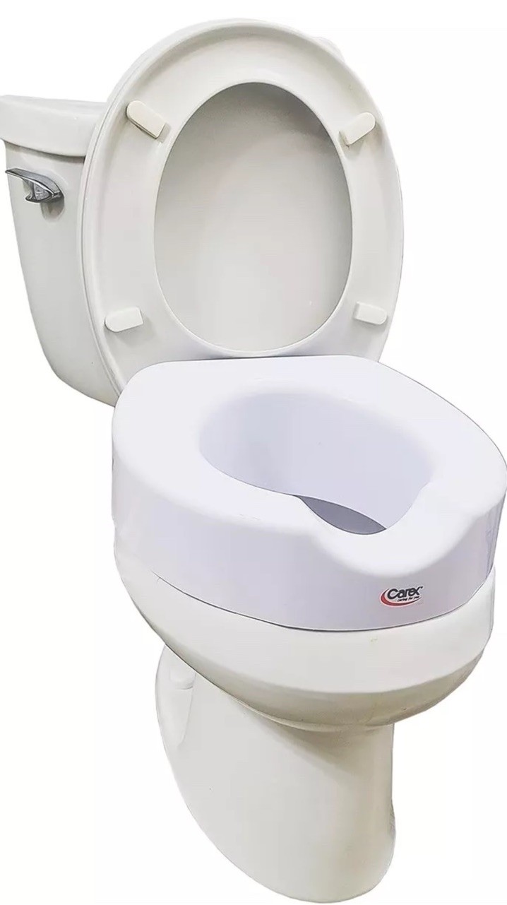 CAREX Quick-Lock Raised Toilet Seat Adds 4"of height to the toilet seat