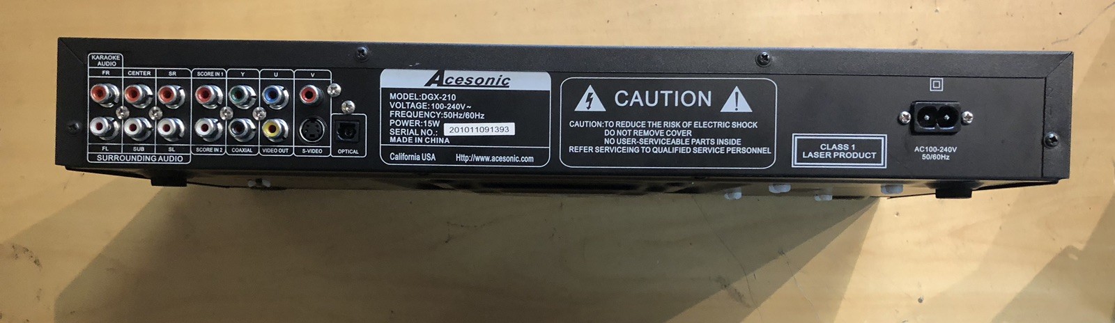 Acesonic DGX-210 Multi-Format Karaoke Player Tested/Working *No Remote