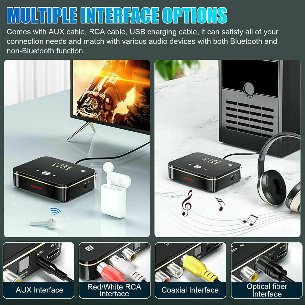 NFC Multi-Function Bluetooth Receiver Wireless 3.5mm AUX to 2RCA Audio Adapter C