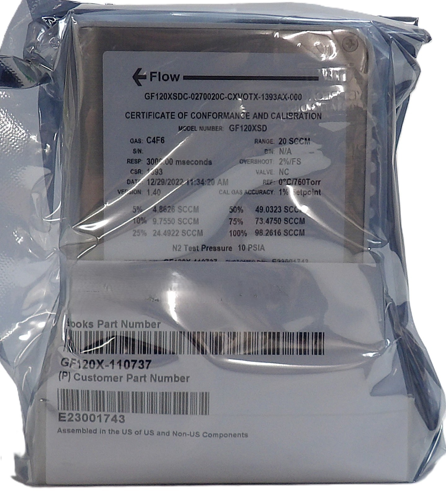 Brooks Instrument GF120X-110737 Mass Flow Controller MFC 20 SCCM New