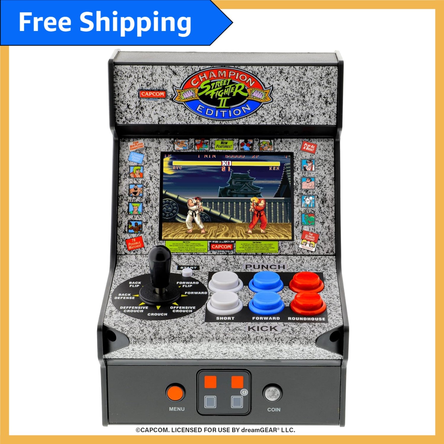 Street Fighter II Champion Edition Mini Arcade Machine - Authentic Retro Gaming