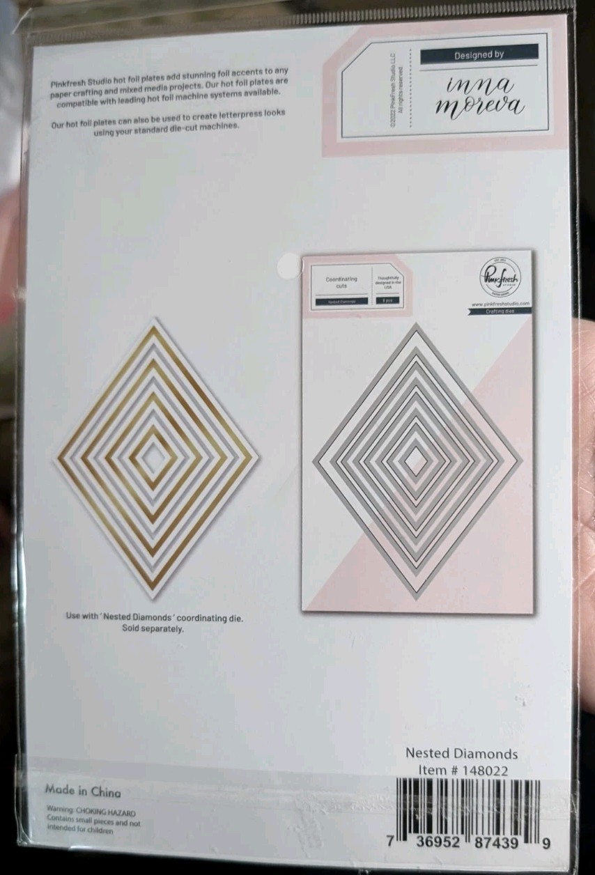 Pinkfresh Studio NESTED DIAMONDS Hot Foil Plate Set NEW!