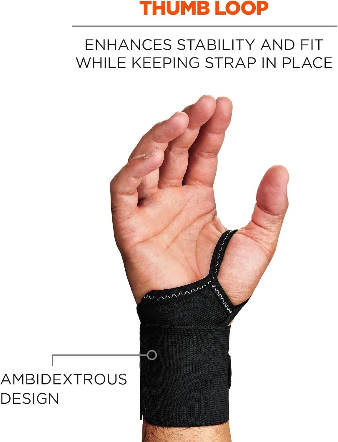 Neoprene Wrist Wrap Support - ProFlex 420 with Thumb Loop, Black, Large/X-Large