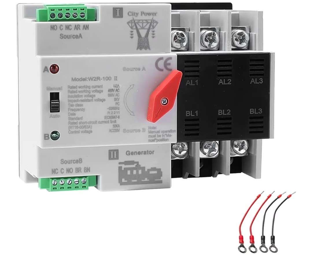 100Amp AC220V Automatic/Manual Transfer Switch 3P 50/60Hz, 3POLE 100A Mini AT...