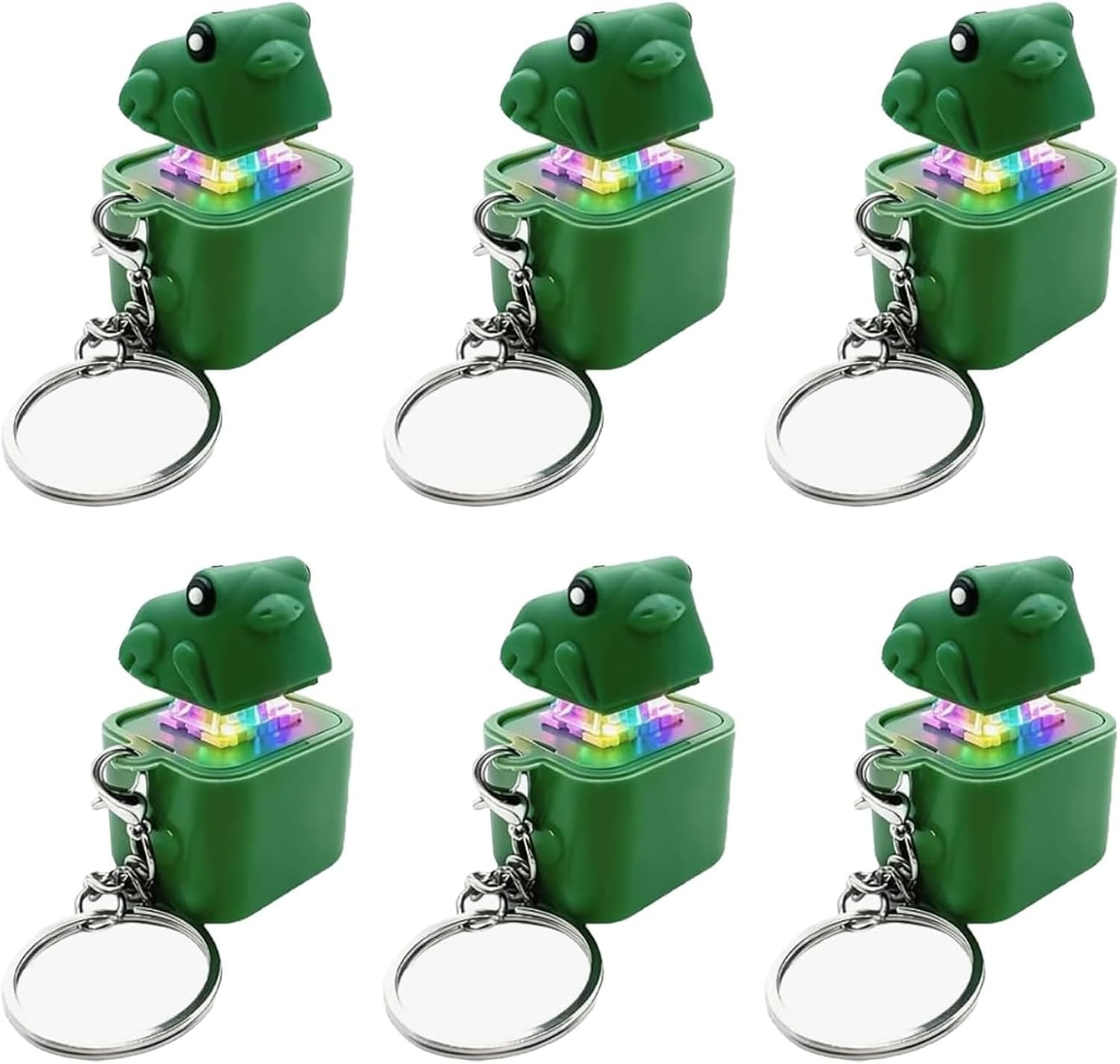 6 Pcs Frog Keychain with Sound, Frog Noise Maker, Rechargeable Keyboard Clicker