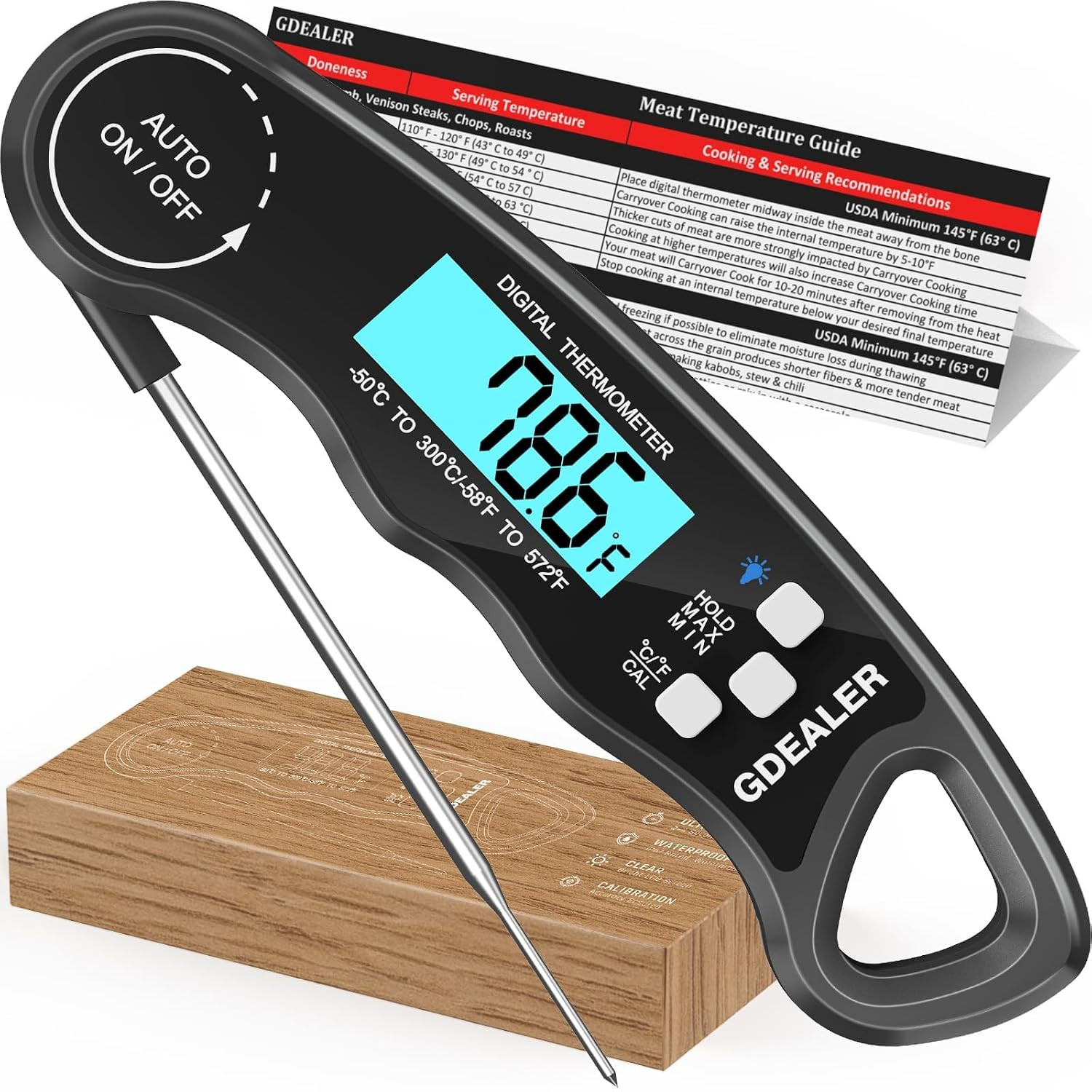 Meat Thermometer Digital Instant Read Food Thermometer Waterproof Ultra-Fast for