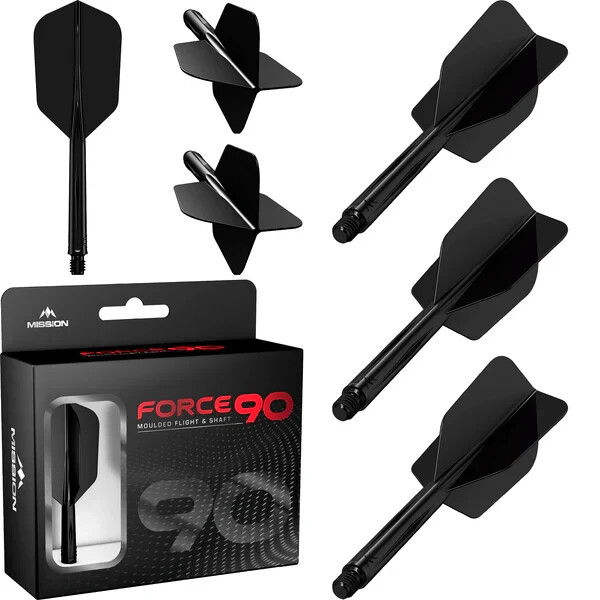BLACK MEDIUM SLIM MISSION FORCE 90 1 PIECE MOLDED SHAFT & FLIGHT SYSTEM