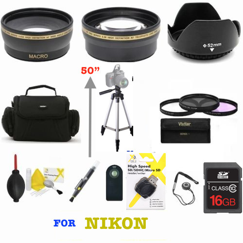 NIKON D3400 D3500 D5600 DSLR CAMERA BAG TRIPOD LENSES FILTERS 16GB PRO HD 8K KIT