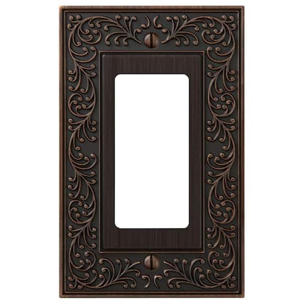 English Garden 1 Gang Rocker Metal Wall Plate - Aged Bronze