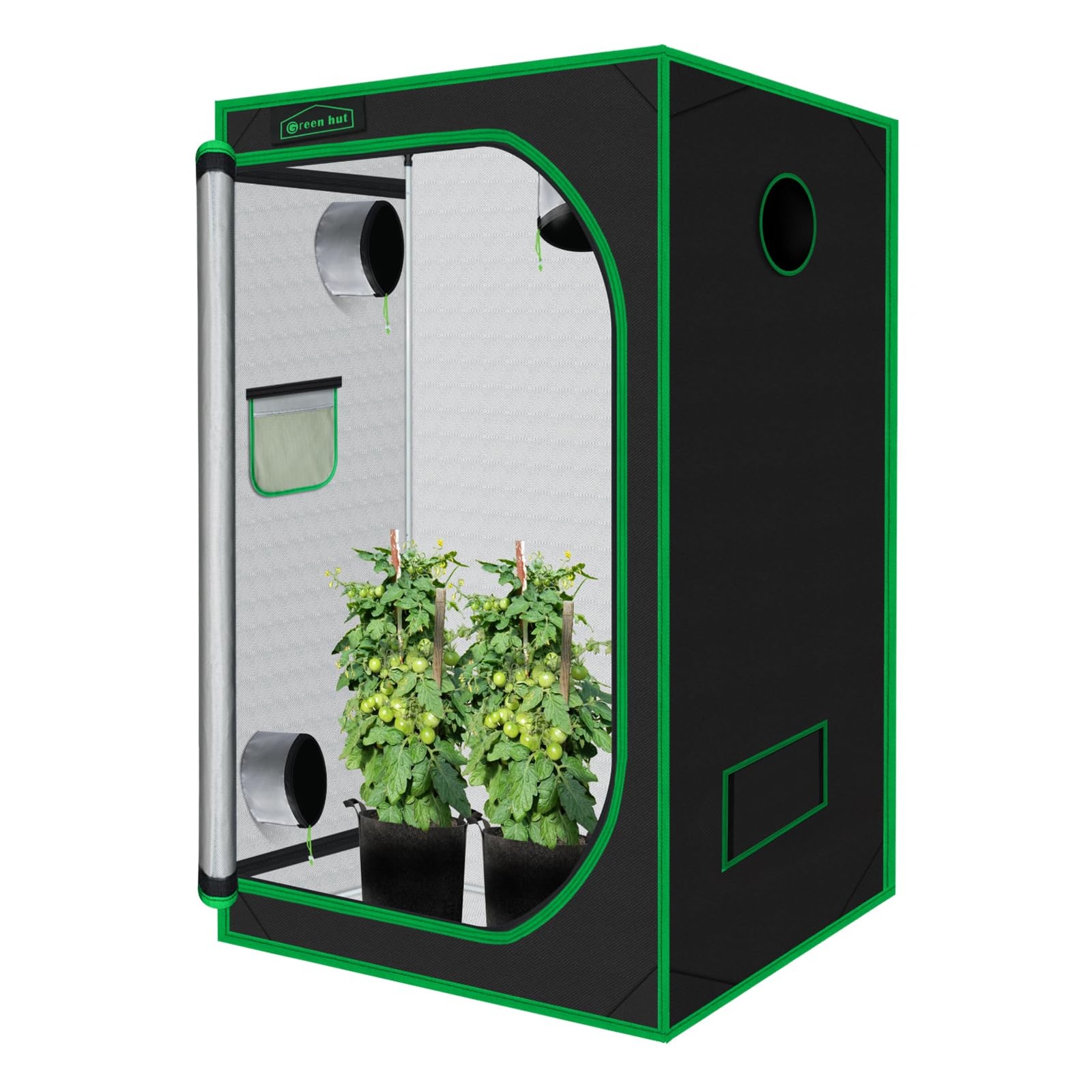 Green Hut Grow Tent for Plants Indoor 48"x48"x78" Mylar Hydroponic Grow Tents...