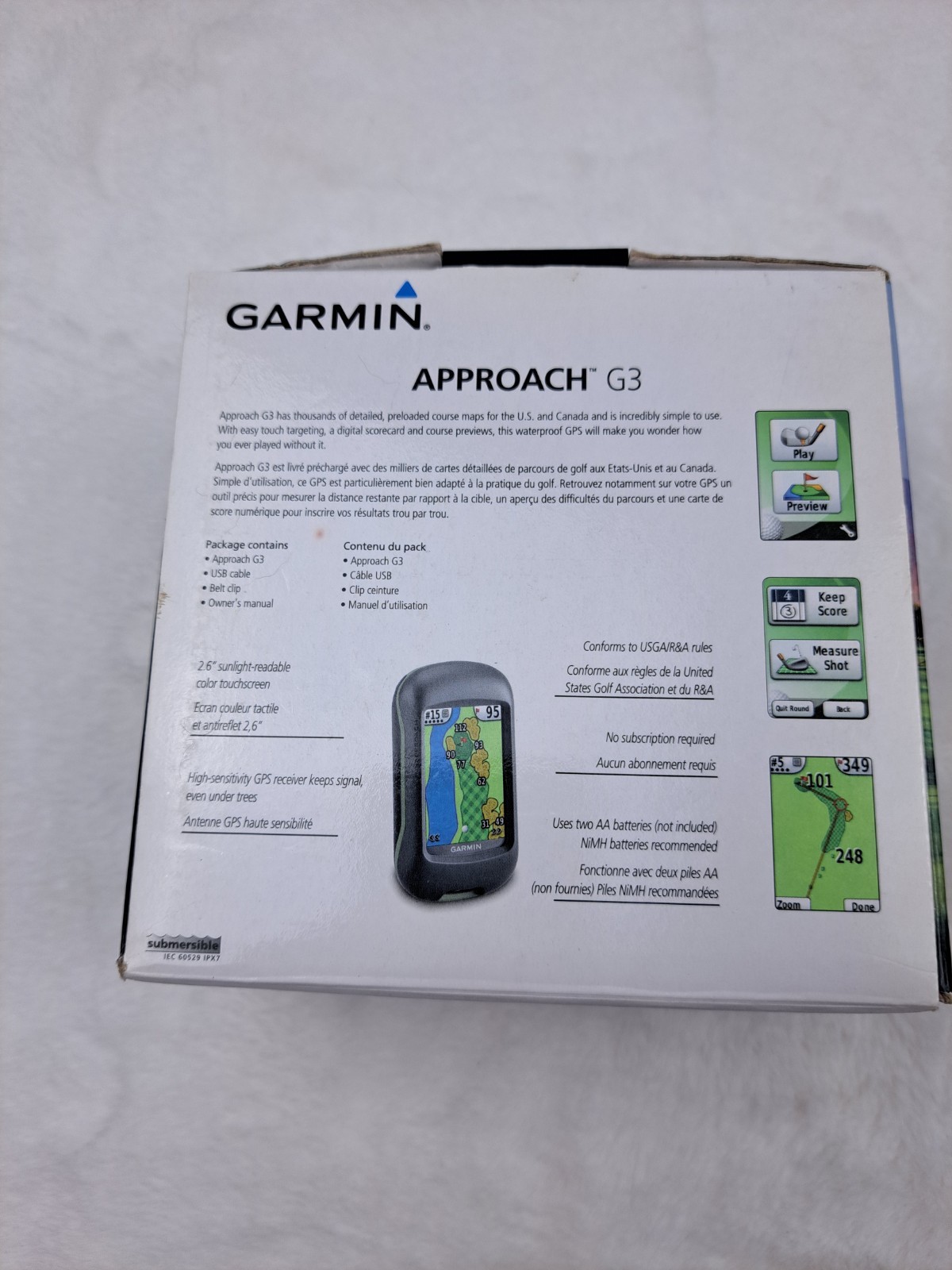 Garmin Approach G3 Handheld Golf GPS with Color Touch Screen Display Untested
