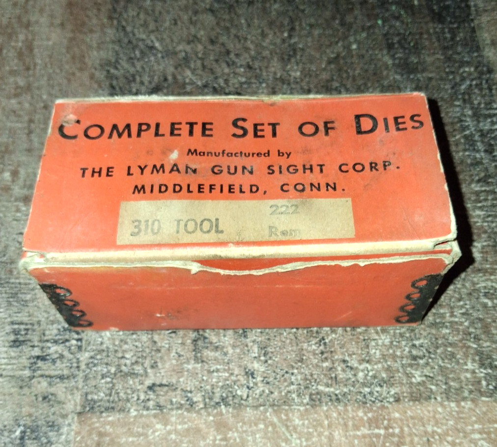 Vintage Lyman 310 222 Remington Reloading Die Set w/ Box 4 Pcs Please Read