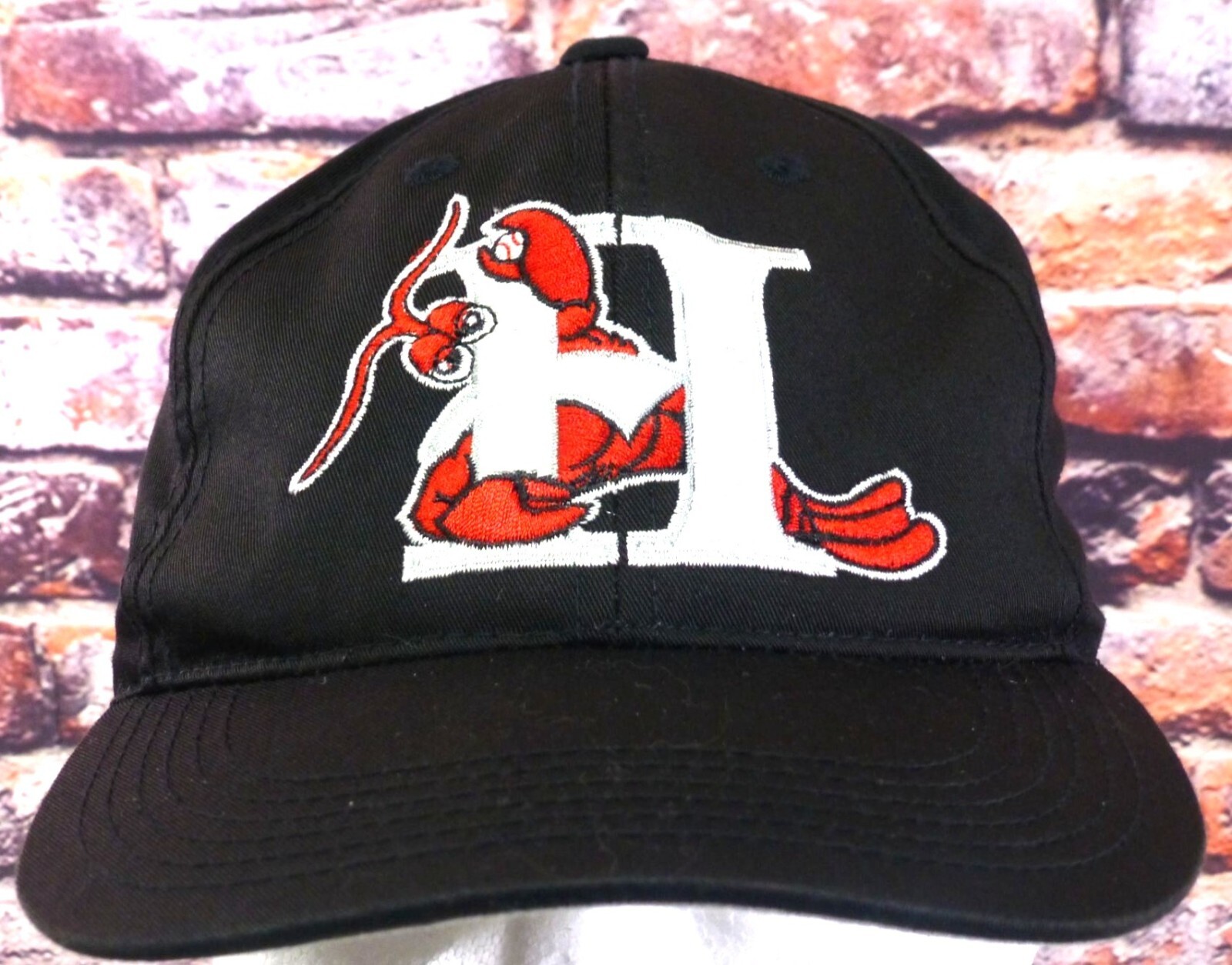 Hickory Crawdads Minor League Baseball Hat With Lobster Logo Black Adjustable S/