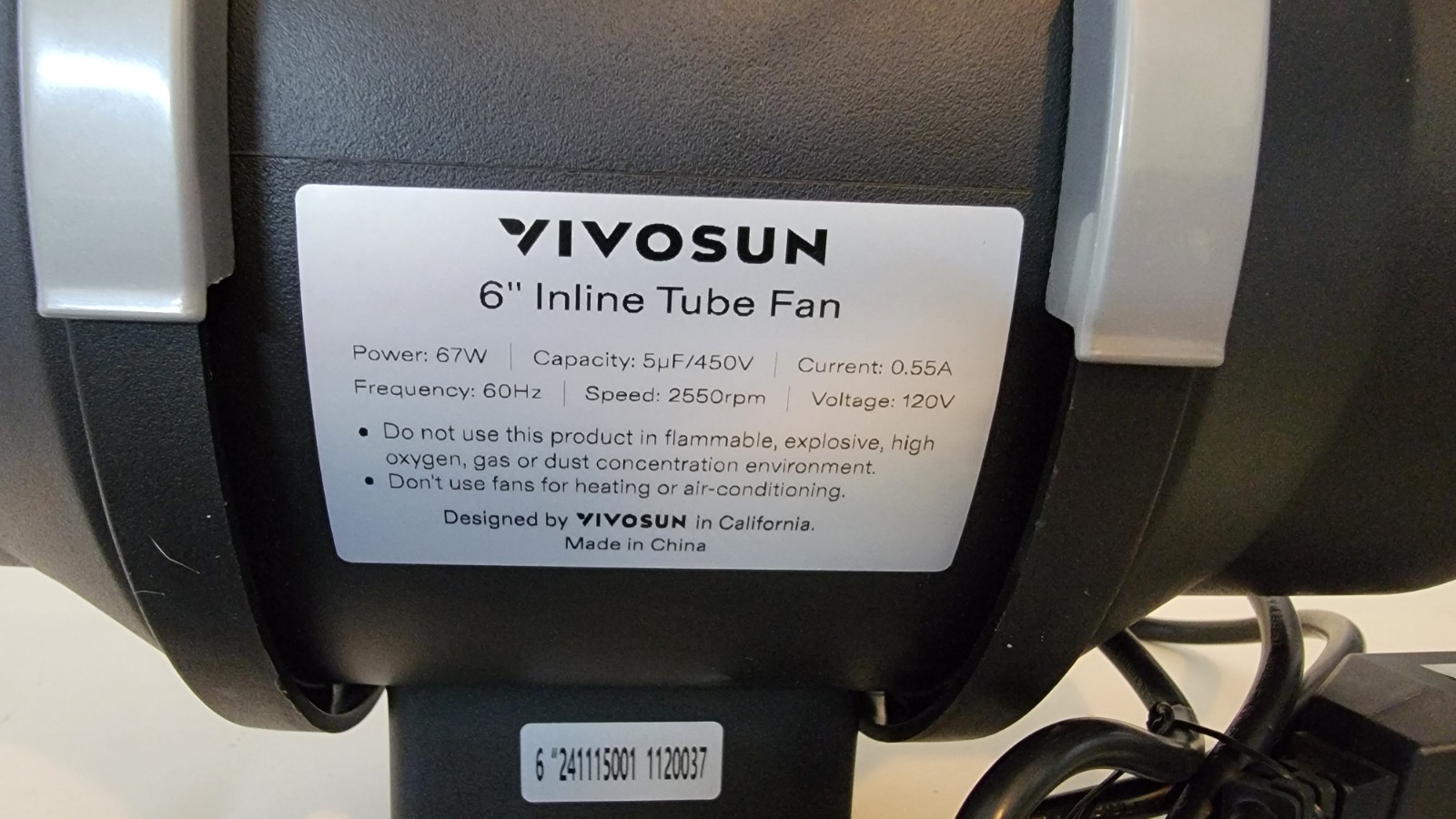 VIVOSUN 6 in. 390 CFM Inline Duct Fan with Variable Speed Controller