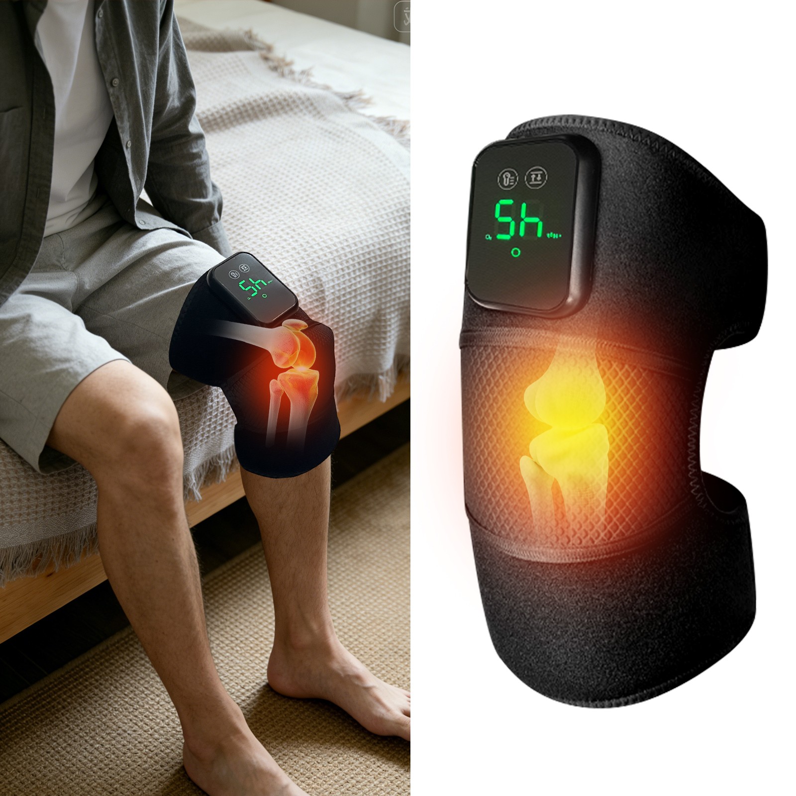 3in1 Electric Knee Massager with Heat Vibration Joint Brace Shoulder Pain Relief