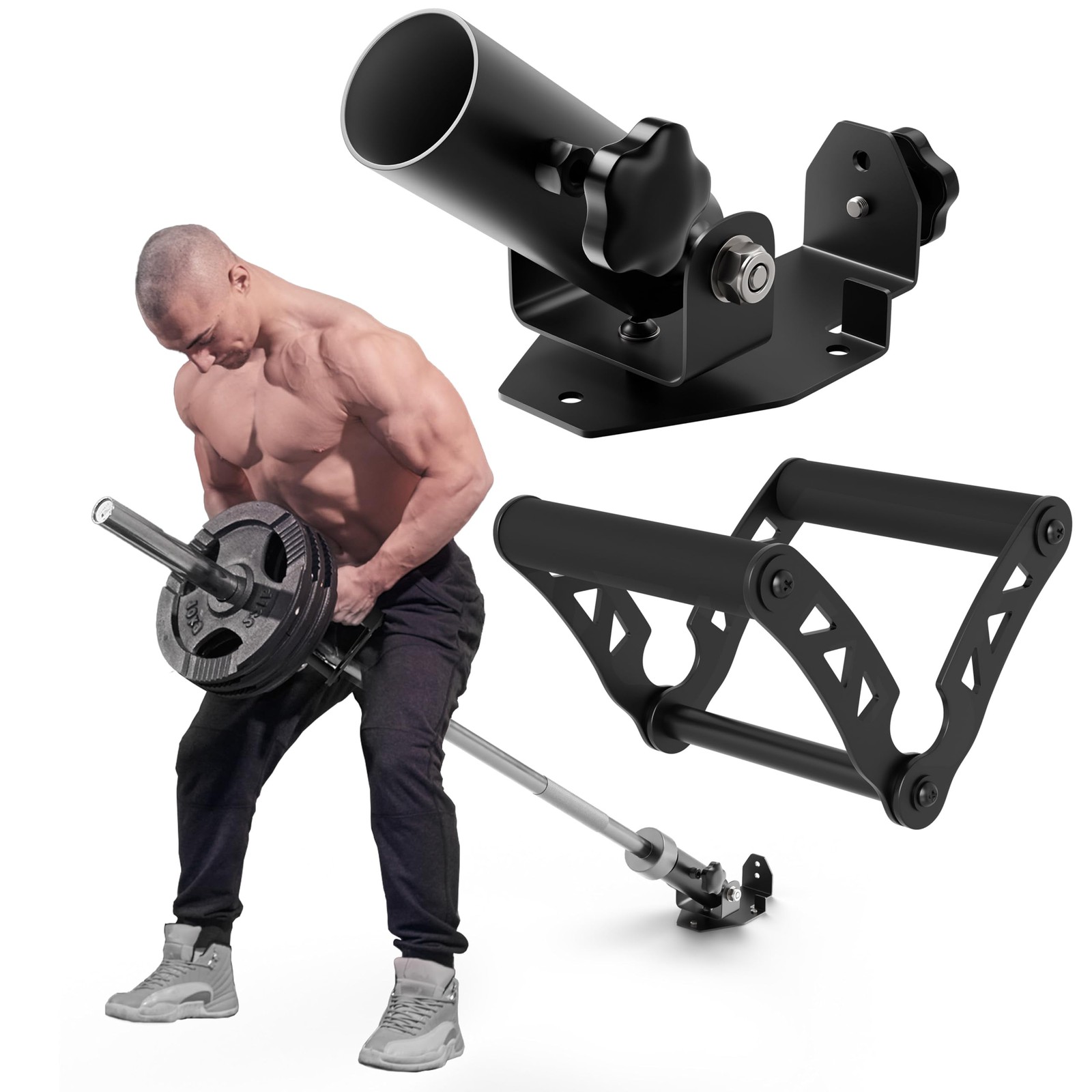 EVERSTRONG V Bar Grip with Wall, Floor, or Rack Mount Landmine Attachment for