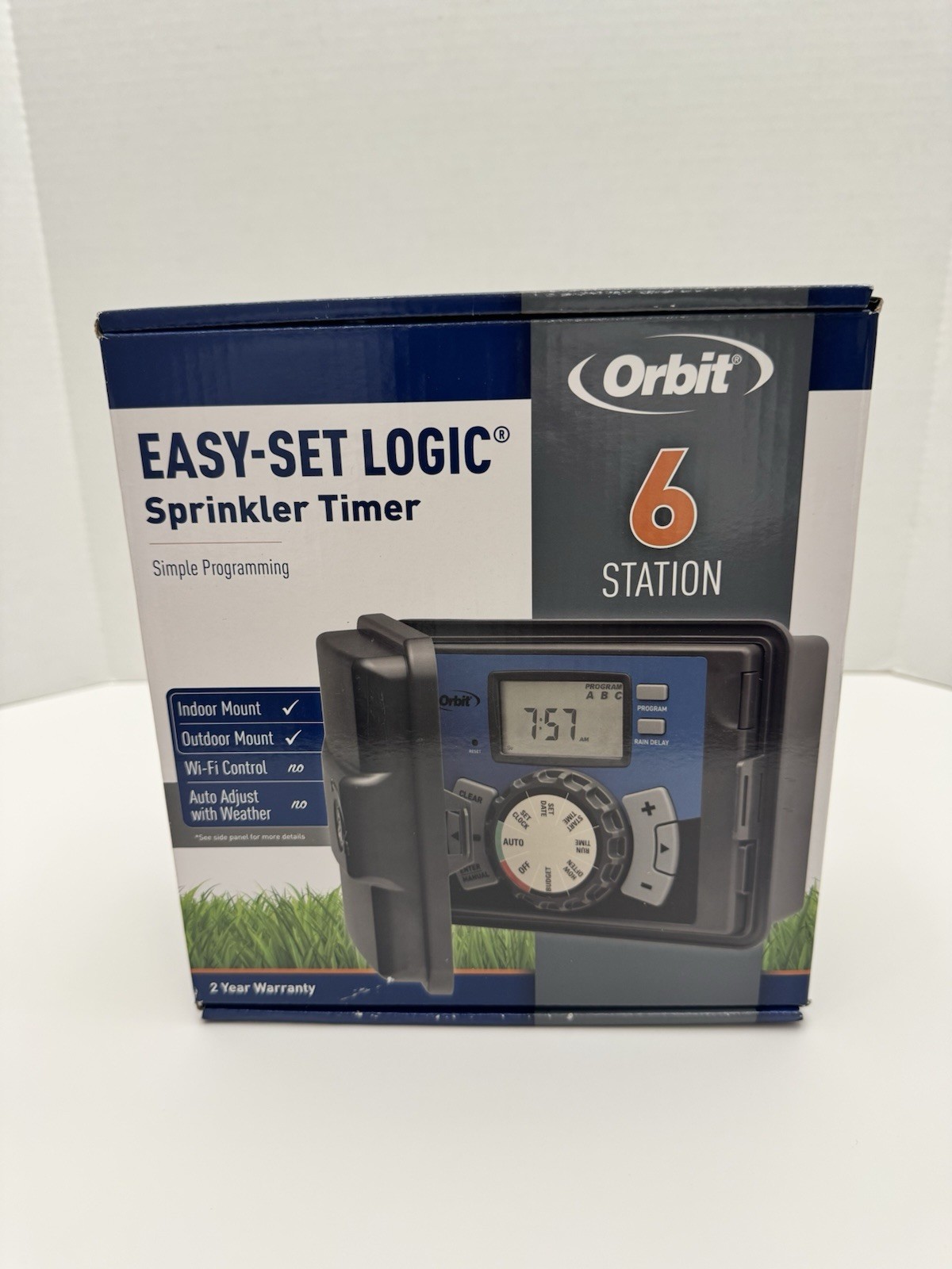 Orbit 27896 Easy-Set Logic Sprinkler Timer 6 Station Indoor / Outdoor - NEW