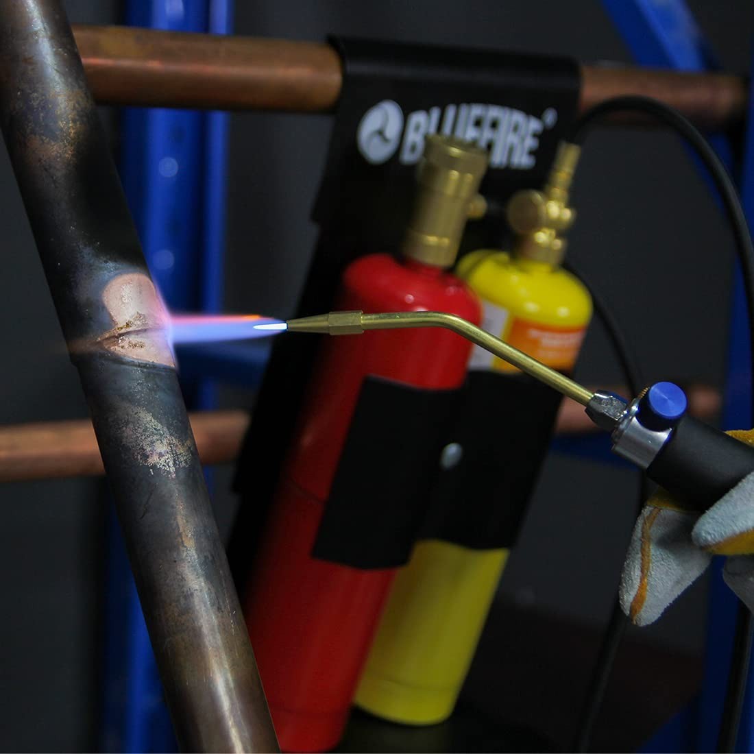 Cutting Torch Kit with Cylinder Holder Rack - Powerful Flame