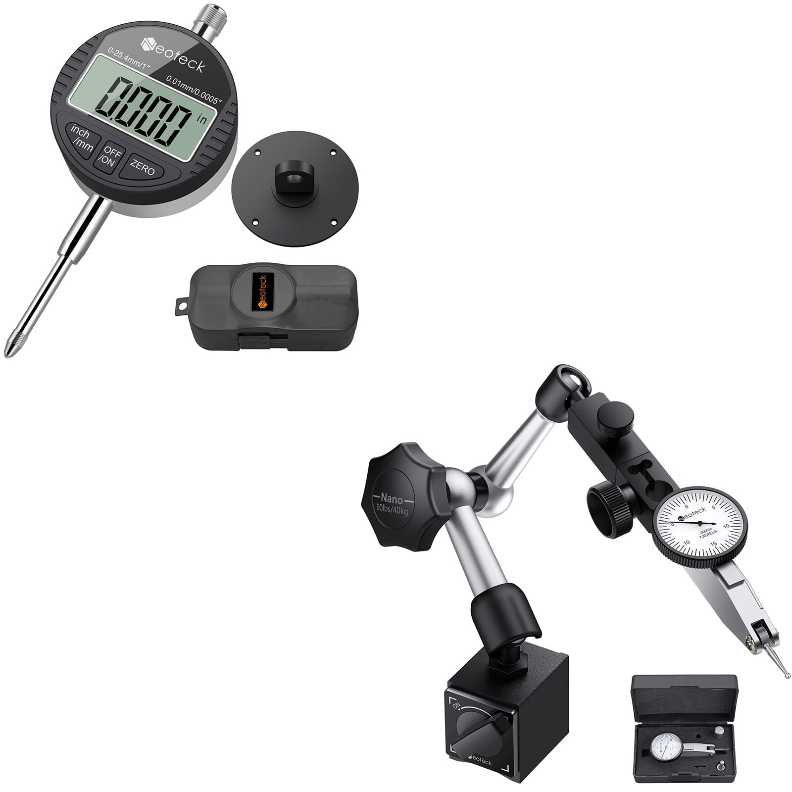 Neoteck 1" Digital Indicator + 0.03" Dial Set