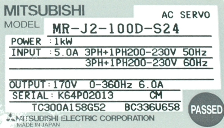 Mitsubishi Drives-AC Servo MR-J2-100D-S24 *REPAIR EVALUATION ONLY* [PZJ]