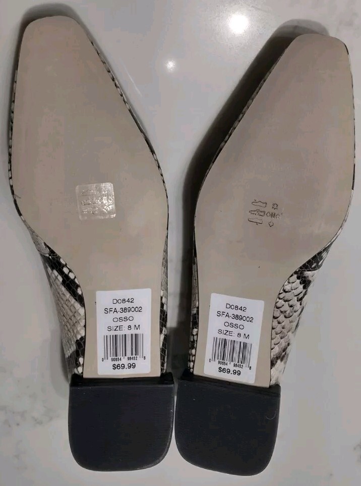 Saks Fifth Avenue Women's Embossed Python Black White Flats Size 8