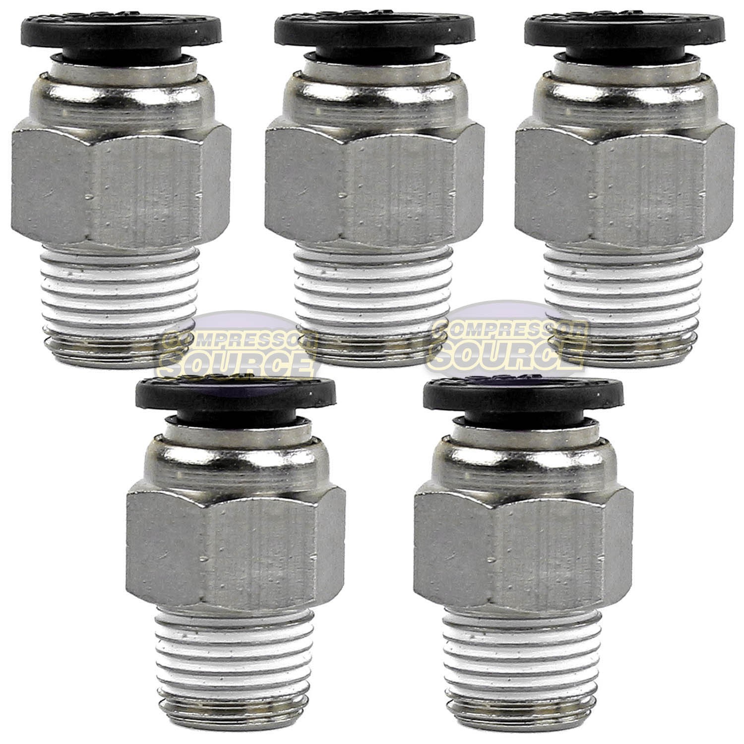 5 Pc 1/8" Male NPT x 1/4 OD Tube Female Push In To Lock Connect Fitting Straight