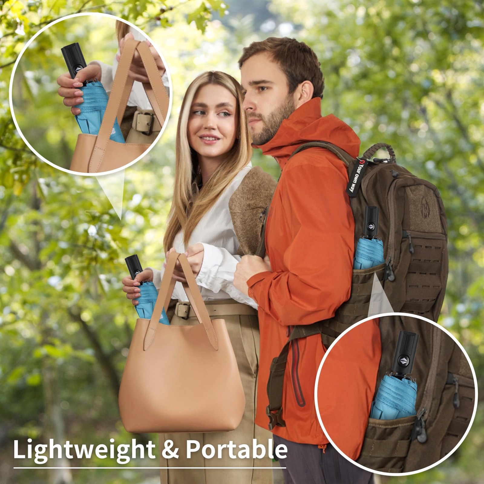 Windproof Travel Umbrella Automatic Compact Folding UV Protection Umbrella