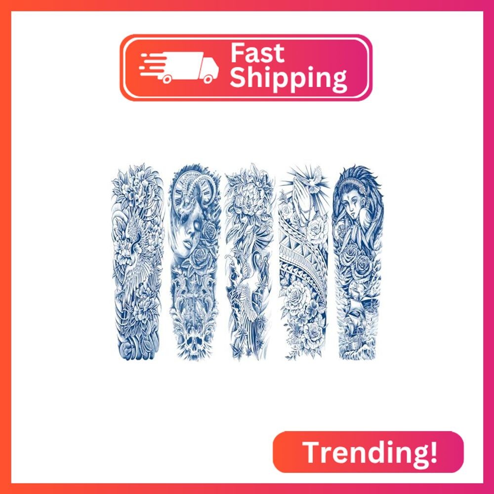 Aresvns Semi Permanent Sleeve tattoos for Men and women 5 Sheets, Full Arm Reali
