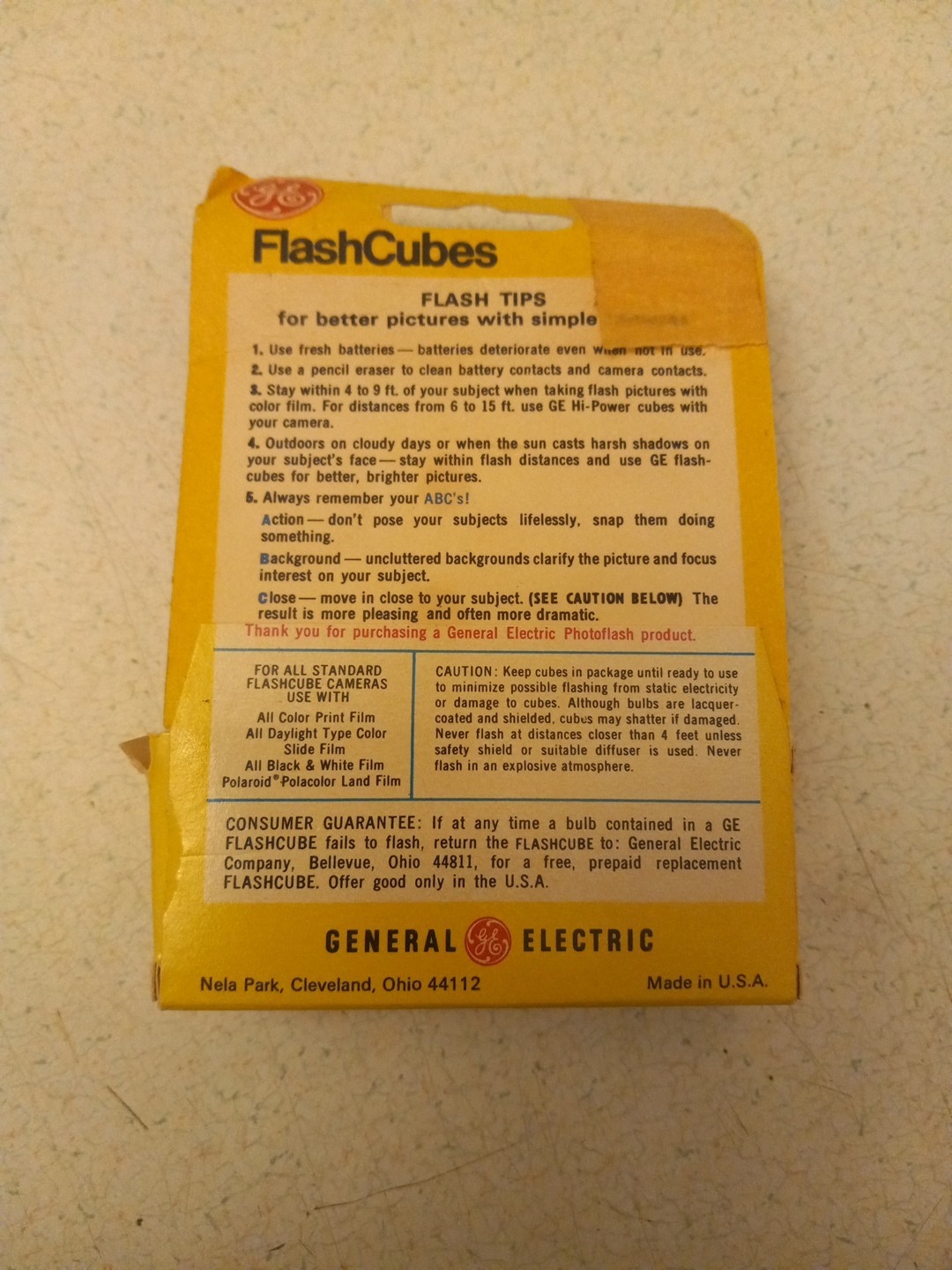 NEW GE FLASHCUBES 3-cubes Each 12 Shots