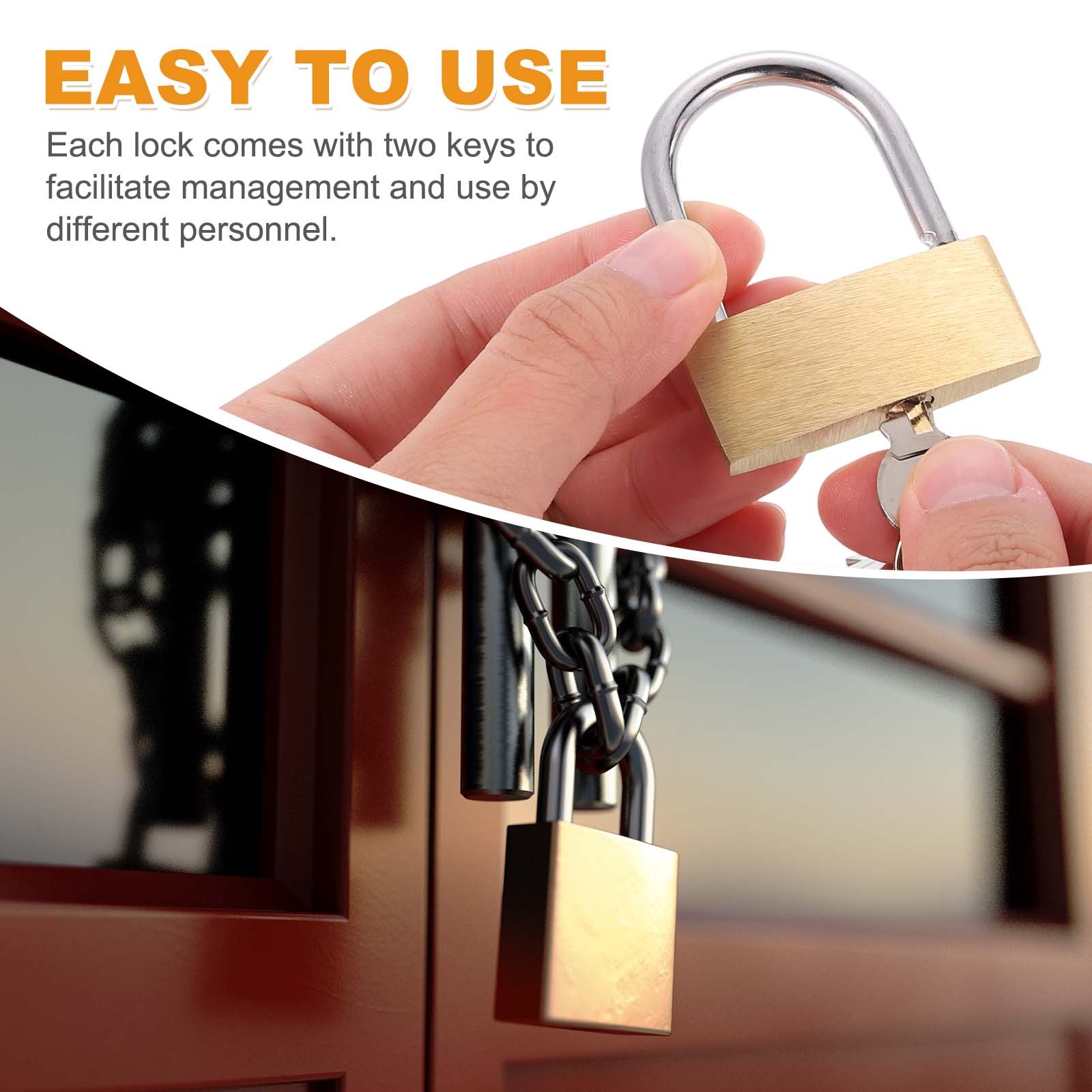 4Pcs Solid Brass Padlock with Key 1-5/8" Wide Body Small Locks Lock